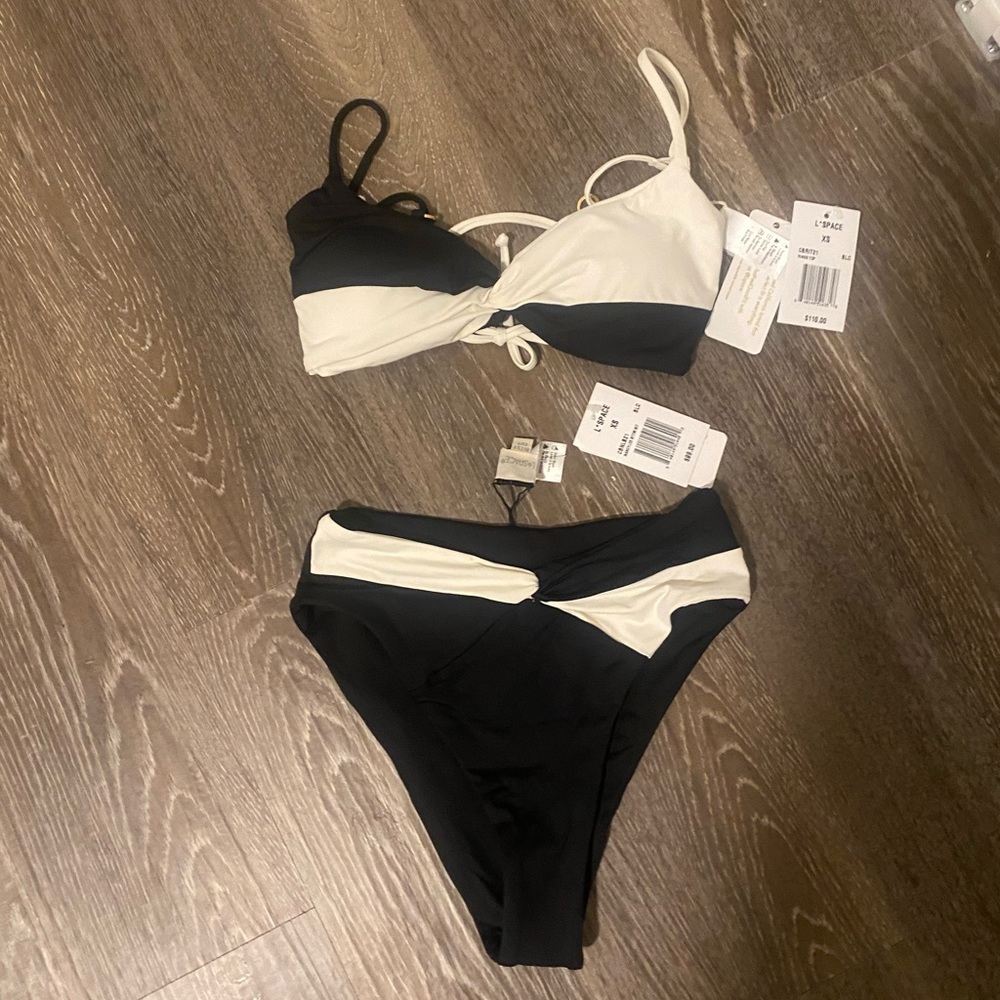 l*space Black and White Colorblock Bikini Set -TAGS REMOVED